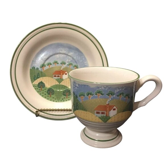 3 Sangostone Country Cottage Tea Cup & Saucer Set - Picture 2 of 4